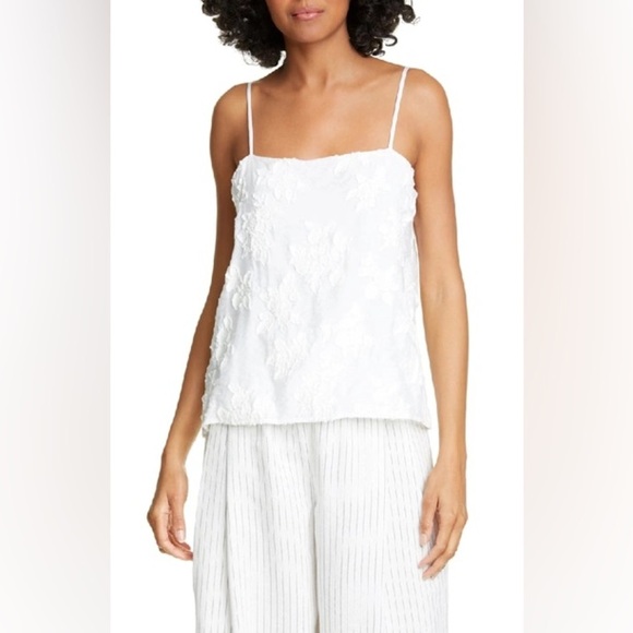Vince White Textured Floral Camisole Size Large - Picture 1 of 8